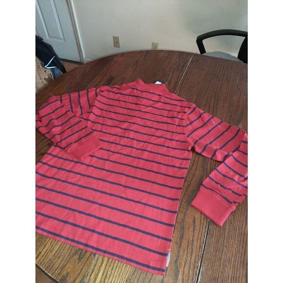 New Boys XL 20 Tommy Hilfiger Red Blue 1/4 Zip Long Sleeve Striped Shirt NWT - Picture 3 of 5
